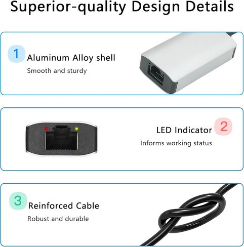 USB A to RJ45 Ethernet Adapte, USB 3.0 to Gigabit Computer LAN Network Adapter with 10CM Cable, Aluminum Case Plug and Play, for PC, Laptop MacBook, Windows and More in Saudi Arabia