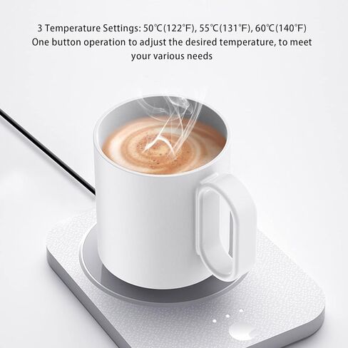 كوب قهوة ذكي يعمل بمنفذ USB لتدفئة المشروبات، 3 إعدادات لدرجة الحرارة 55 درجة مئوية دافئة ثابتة للمكتب والمكتب والاستخدام المنزلي، أبيض 9 فولت 13.5 وات in Kuwait
