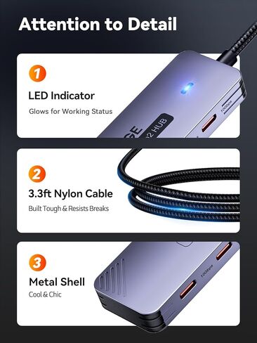 10Gbps USB C Hub: Splitter with 4 USB-C Ports High-Speed Type-C Multiport Adapter 1M(3.3Ft) Nylon Cable Compatible with MacBook Pro/Air, iPad Pro/Mini 6, Surface Pro, Chromebook, Dell XPS and More in Saudi Arabia