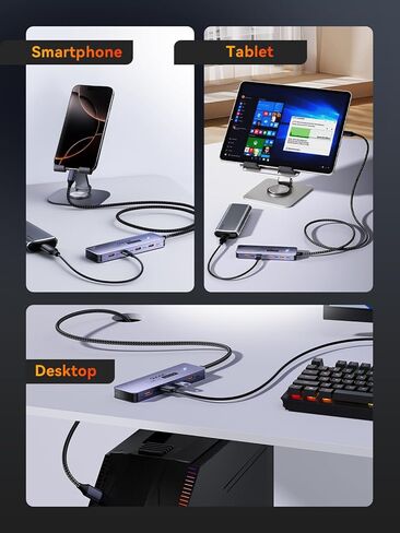 10Gbps USB C Hub: Splitter with 4 USB-C Ports High-Speed Type-C Multiport Adapter 1M(3.3Ft) Nylon Cable Compatible with MacBook Pro/Air, iPad Pro/Mini 6, Surface Pro, Chromebook, Dell XPS and More in Saudi Arabia