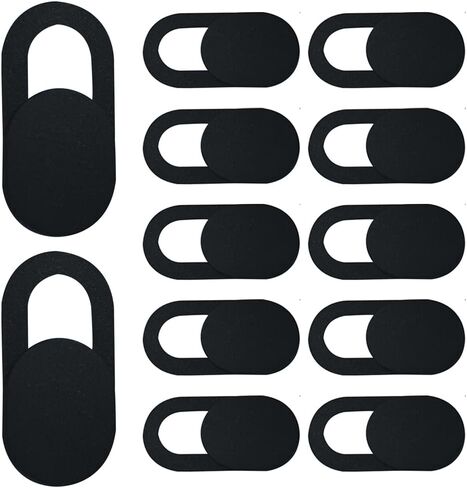 Webcam Cover (12 Pack) 0.03 inch Ultra Thin Laptop Camera Cover Slide for Computer Cell Phone PC Tablet Notebook Camera Blocker Slider - Black in Saudi Arabia