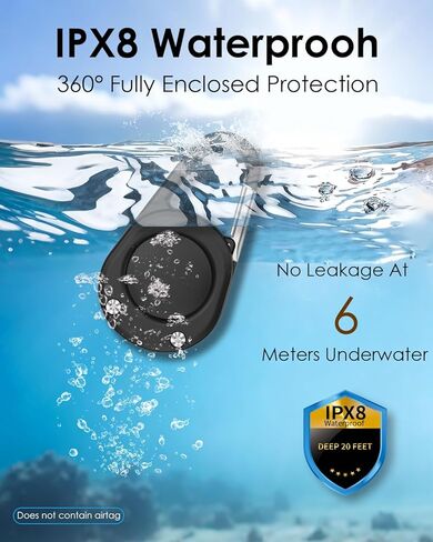 for Airtag Keychain,IPX8 Waterproof AirTag Holder with Carabiner,Hard PC,Lock Clip,Universal Wheel Keyring,Air Tag Keychain for Apple Airtag (Black 1 Pack) in Saudi Arabia