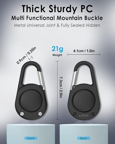 for Airtag Keychain,IPX8 Waterproof AirTag Holder with Carabiner,Hard PC,Lock Clip,Universal Wheel Keyring,Air Tag Keychain for Apple Airtag (Black 1 Pack) in Saudi Arabia