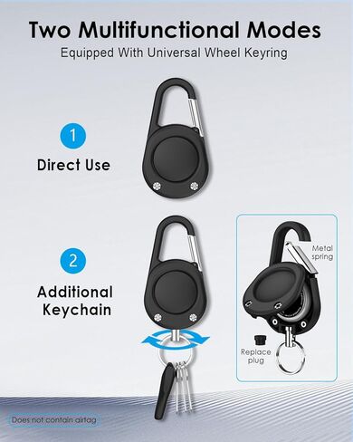for Airtag Keychain,IPX8 Waterproof AirTag Holder with Carabiner,Hard PC,Lock Clip,Universal Wheel Keyring,Air Tag Keychain for Apple Airtag (Black 1 Pack) in Saudi Arabia