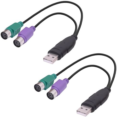 USB إلى مزدوج PS/2 محول كابل محول PS2 أنثى لوحة المفاتيح ماوس واجهة إلى USB 2.0 ذكر محول موصل الحبل للكمبيوتر المحمول سطح المكتب-18 سم/7 بوصة-2 قطعة in Saudi Arabia