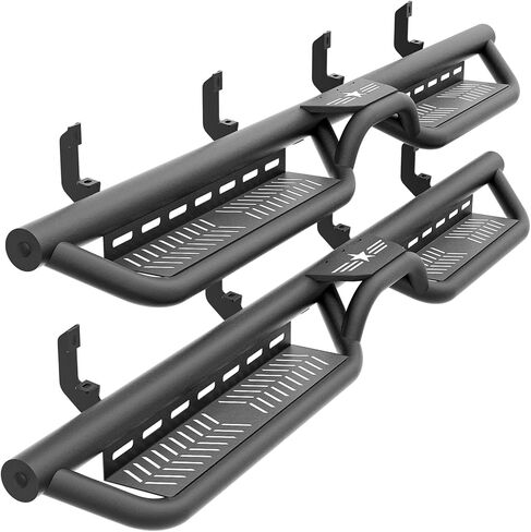 Crew Cab Running Board Side Steps Compatible for 2004-2025 Nissan Titan (Excludes 2016 Model) & Nissan Titan XD 2016-2025 Model CrewCab, Two Stair Design Bolt-on Side Rail Nerf Bar (Star Logo) in Saudi Arabia