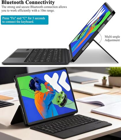 Keyboard Case for Lenovo Idea Tab Pro 12.7 Inch 2025 (TB373FU/TB375FC), Rechargeable Bluetooth Keyboard Cover for Idea Tab Pro 12.7" with Any-Angle Stand, Multi-Touch Trackpad, Pencil Holder in Saudi Arabia