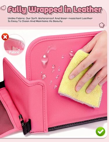 Leather Kids Travel Tray for Car - Car Seat Tray for Kids Travel, Road Trip Essentials, Carseat Table for Roadtrip Activities - Must Have Toddler Lap Desk Organizer for Airplane (Pink) in Saudi Arabia