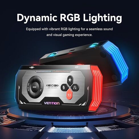 VENTION 7.1 Gaming DAC External USB Sound Card, 7.1 Virtual Surround Sound Blaster, 24bit/192KHz, RGB Light System, Gaming Audio Amplifier Compatible with PS5, PS4, Xbox, Nintendo Switch, PC, Headset in Saudi Arabia