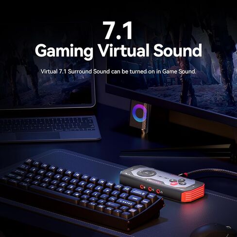 VENTION 7.1 Gaming DAC External USB Sound Card, 7.1 Virtual Surround Sound Blaster, 24bit/192KHz, RGB Light System, Gaming Audio Amplifier Compatible with PS5, PS4, Xbox, Nintendo Switch, PC, Headset in Saudi Arabia