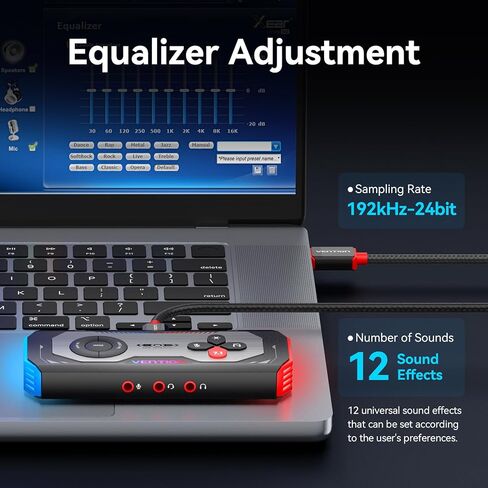 VENTION 7.1 Gaming DAC External USB Sound Card, 7.1 Virtual Surround Sound Blaster, 24bit/192KHz, RGB Light System, Gaming Audio Amplifier Compatible with PS5, PS4, Xbox, Nintendo Switch, PC, Headset in Saudi Arabia