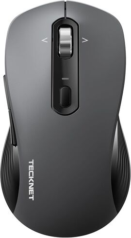 TECKNET ماوس بلوتوث لاسلكي، [USB + BT1 + BT2] نقرة صامتة، ماوس لاسلكي بعجلة تمرير بأربعة اتجاهات لأجهزة الكمبيوتر المحمول، حجم كامل، فئران كمبيوتر 4800 نقطة في البوصة، وضع مزدوج لأجهزة الكمبيوتر المحمول، الكمبيوتر الشخصي، iPad، MacBook - رمادي in Kuwait