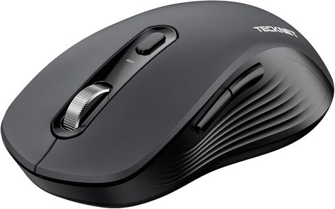 TECKNET Wireless Bluetooth Mouse, [USB + BT1 + BT2] Silent Click,4-Way Scroll Wheel Wireless Mouse for Laptop, Full-Size, 4800 DPI Computer Mice, Dual Mode for Laptop, PC, iPad, MacBook - Grey in Saudi Arabia