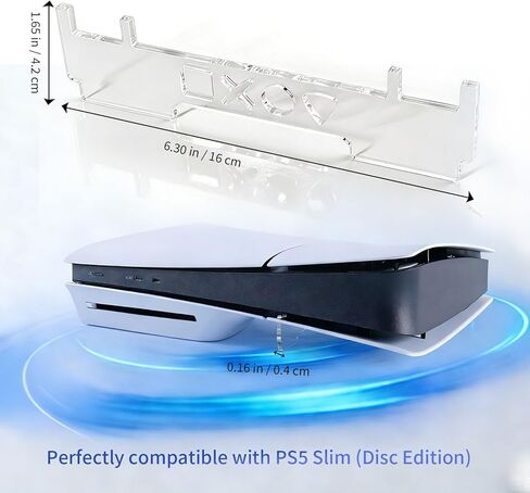 PS5 Slim Horizontal Station, Transparent Acrylic Stand for PlayStation 5 Slim Console, Stable Anti-Slip Support Base for PS5, Cooling Stand for Game Console in Saudi Arabia