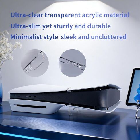 PS5 Slim Horizontal Station, Transparent Acrylic Stand for PlayStation 5 Slim Console, Stable Anti-Slip Support Base for PS5, Cooling Stand for Game Console in Saudi Arabia
