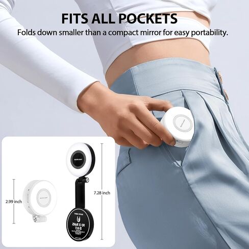 Magnetic Selfie Light for MagSafe iPhone: 3 Light Modes, Rechargeable 360° Rotatable LED Phone Ring Fill Light with Mirror for Photography, Makeup, TikTok, Zoom, Video Conference, White in Saudi Arabia