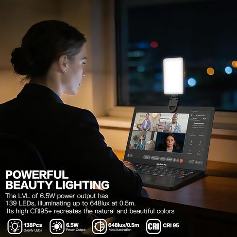 Zealsound RGB Selfie Light, 138 LEDs, 360° Full Color Video Light, 2700–6500K Dimmable, 20 Effects, 1800mAh Rechargeable for Phone, iPhone, Camera, Computer, Webcam, Gaming, Makeup, Vlogging, TikTok in Saudi Arabia