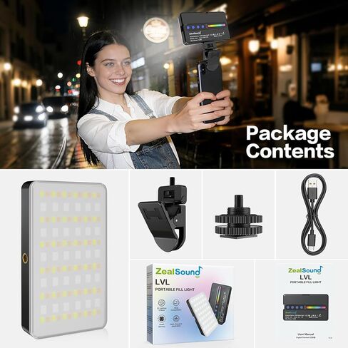 Zealsound RGB Selfie Light, 138 LEDs, 360° Full Color Video Light, 2700–6500K Dimmable, 20 Effects, 1800mAh Rechargeable for Phone, iPhone, Camera, Computer, Webcam, Gaming, Makeup, Vlogging, TikTok in Saudi Arabia