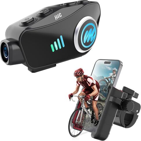Moman H4C Motorcycle Helmet Headset with1080P Camera with PMS1 Bike Motorcycle Phone Holder 【Unobstructed Lens】 in Saudi Arabia