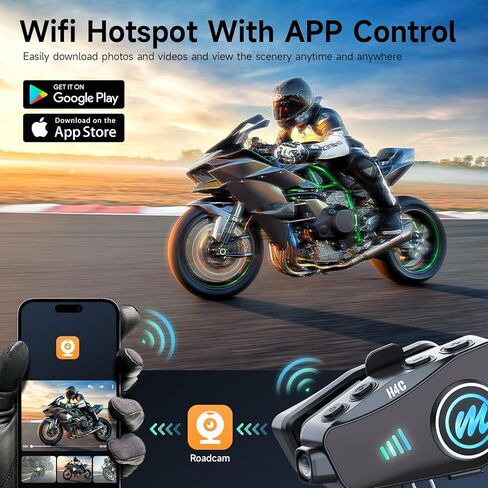Moman H4C Motorcycle Helmet Headset with1080P Camera with PMS1 Bike Motorcycle Phone Holder 【Unobstructed Lens】 in Saudi Arabia