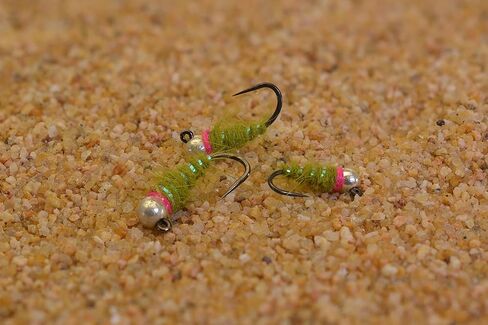 Walt's Sexy Worm Jig Head Fly - Olive - Euro Nymph Tied on Hanak Hooks - 6ct Packs in Saudi Arabia