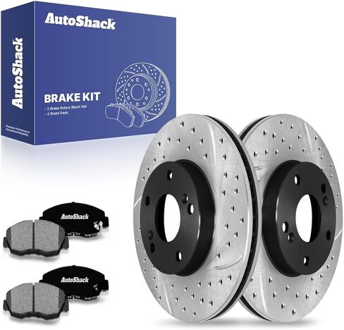 AutoShack 11.8 بوصة (299.8 مم) دوارات الفرامل الأمامية ذات فتحات تهوية + استبدال وسادات الفرامل السيراميكية لـ 2003-2009 Honda Accord 1999-2008 Acura TL 2004-2008 Acura TSX 6-PC طقم فرامل in Saudi Arabia