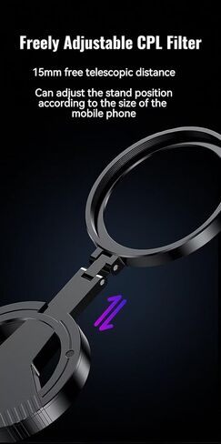 Magnetic CPL Filter for iPhone, 52mm Polarizing Filter, Circular Polarized Lens Filter with Foldable Stand, Rotatable Polarizer Filter Compatible with iPhone 17/16/15/14/13 and Smartphone in Saudi Arabia