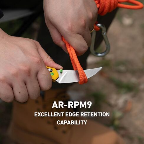 سكين CJRB Nanner قابل للطي، 3.23 بوصة AR-RPM9 سكين جيب بمقبض G10 للرجال والنساء، سكين EDC بقفل العارضة للتخييم والمشي لمسافات طويلة، صممه Dustin Rhodes (J1955 أصفر) in Kuwait