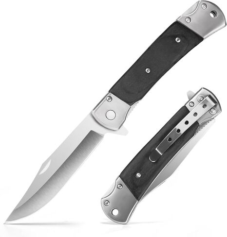 سكين جيب قابل للطي للرجال، فولاذ 3.9 بوصة، مقبض خشبي، تصميم قفل مبطن 6696 in Kuwait