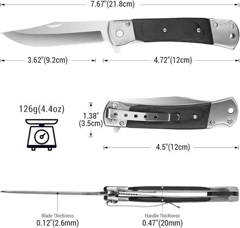 سكين جيب قابل للطي للرجال، فولاذ 3.9 بوصة، مقبض خشبي، تصميم قفل مبطن 6696 in Kuwait