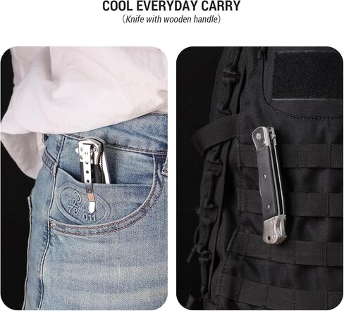 سكين جيب قابل للطي للرجال، فولاذ 3.9 بوصة، مقبض خشبي، تصميم قفل مبطن 6696 in Kuwait