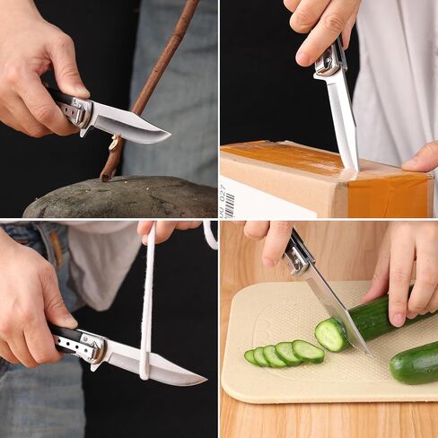 سكين جيب قابل للطي للرجال، فولاذ 3.9 بوصة، مقبض خشبي، تصميم قفل مبطن 6696 in Kuwait