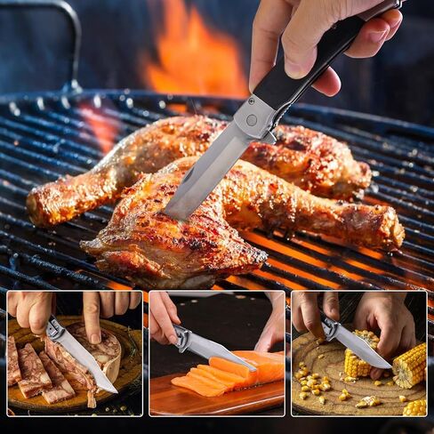 سكين جيب قابل للطي للرجال، فولاذ 3.9 بوصة، مقبض خشبي، تصميم قفل مبطن 6696 in Kuwait