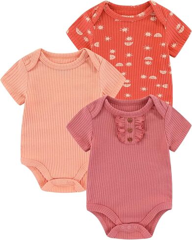 ملابس داخلية للأطفال حديثي الولادة من الأولاد والبنات بأكمام قصيرة ملابس صيفية للرضع من عمر 0 ​​إلى 12 شهرًا in Kuwait