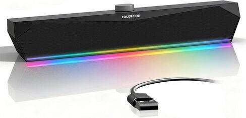 مكبرات صوت شاشة ColorFire، ومكبرات صوت الكمبيوتر، ومكبرات صوت الكمبيوتر الشخصي للشاشة، وأضواء RGB التي تعمل باللمس، وشريط صوت الكمبيوتر لجهاز PCUSB-C/A مدخل 3.5 مم، التوصيل والتشغيل، صوت واضح لأجهزة الكمبيوتر المحمول المكتبية، التلفزيون الذكي (أسود) in Saudi Arabia