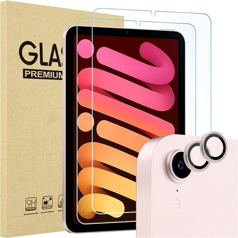 واقي شاشة ProCase مكون من قطعتين لجهاز iPad Mini 7th(A17 Pro) 2024/Mini 6th Generation 8.3 بوصة 2021 + 2 واقي عدسة كاميرا متطابق مع ألوان iPad، طبقة من الزجاج المقسى لجهاز Mini 7 6 8.3 بوصة - أرجواني in Saudi Arabia