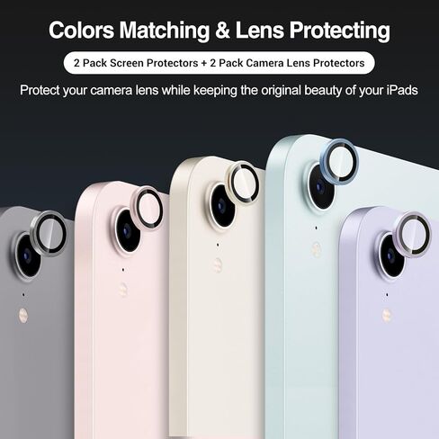 واقي شاشة ProCase مكون من قطعتين لجهاز iPad Mini 7th(A17 Pro) 2024/Mini 6th Generation 8.3 بوصة 2021 + 2 واقي عدسة كاميرا متطابق مع ألوان iPad، طبقة من الزجاج المقسى لجهاز Mini 7 6 8.3 بوصة - أرجواني in Saudi Arabia