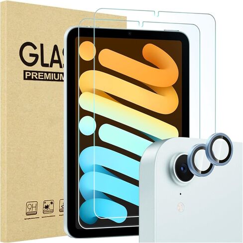 واقي شاشة ProCase مكون من قطعتين لجهاز iPad Mini 7th(A17 Pro) 2024/Mini 6th Generation 8.3 بوصة 2021 + 2 واقي عدسة كاميرا متطابق مع ألوان iPad، طبقة من الزجاج المقسى لجهاز Mini 7 6 8.3 بوصة - أرجواني in Saudi Arabia