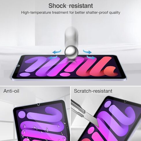 واقي شاشة ProCase مكون من قطعتين لجهاز iPad Mini 7th(A17 Pro) 2024/Mini 6th Generation 8.3 بوصة 2021 + 2 واقي عدسة كاميرا متطابق مع ألوان iPad، طبقة من الزجاج المقسى لجهاز Mini 7 6 8.3 بوصة - أرجواني in Saudi Arabia