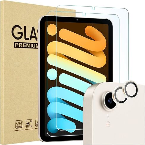 واقي شاشة ProCase مكون من قطعتين لجهاز iPad Mini 7th(A17 Pro) 2024/Mini 6th Generation 8.3 بوصة 2021 + 2 واقي عدسة كاميرا متطابق مع ألوان iPad، طبقة من الزجاج المقسى لجهاز Mini 7 6 8.3 بوصة - أرجواني in Saudi Arabia