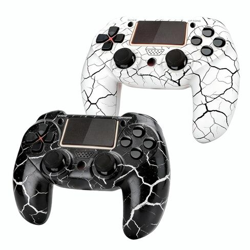GamingBoy 2 Pack Wireless Controller for PS4, Light-up RGB Remote Control for Ps4/PC with Hall Effect Joystick/1000mAh Battery/Type-C/Dual Vibration/6-Axis Gyro/Audio Jack/Touch Pad（White+Black） in Saudi Arabia