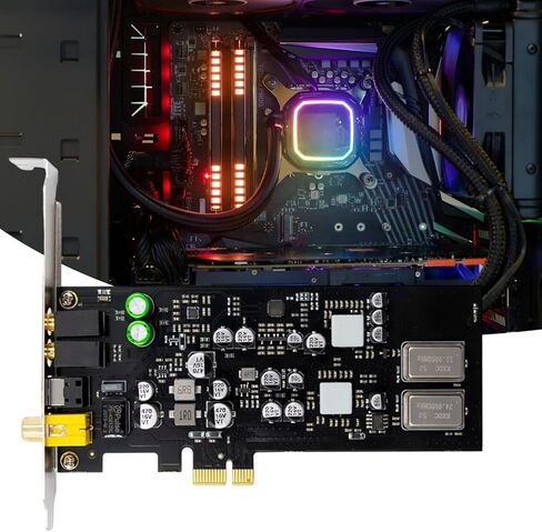 بطاقة صوت PCIe للكمبيوتر مع مقابس اللوحة الأمامية تدعم نقل البيانات SPDIF PCM بسرعة 1000 ميجا بت في الثانية من خلال بطاقة الصوت PCIe المحورية البصرية in Kuwait