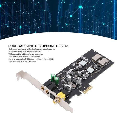 بطاقة صوت PCIE، برامج تشغيل سماعات الرأس DACs المزدوجة مع ES9018K2M DAC، بطاقة صوت HiFi احترافية لأنظمة OS X in Saudi Arabia
