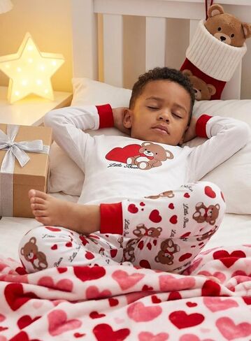 Toddler Boy Girl Valentine Outfits - Kids Unisex Little Bear Long Sleeve Top Red Heart Pants Fall Winter 2Pcs Set in Saudi Arabia