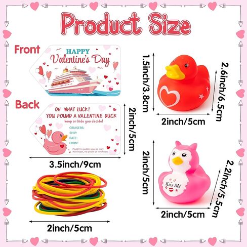 H1vojoxo Valentine’s Day Rubber Ducks - 20 Set Valentine's Day Rubber Ducks for Cruise Valentines Party Favor Duckies Cruise Duck Tags Kits for Pool Bath Toy Goodie Bag Fillers Classroom Exchange Gift in Saudi Arabia