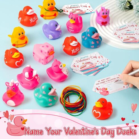 H1vojoxo Valentine’s Day Rubber Ducks - 20 Set Valentine's Day Rubber Ducks for Cruise Valentines Party Favor Duckies Cruise Duck Tags Kits for Pool Bath Toy Goodie Bag Fillers Classroom Exchange Gift in Saudi Arabia