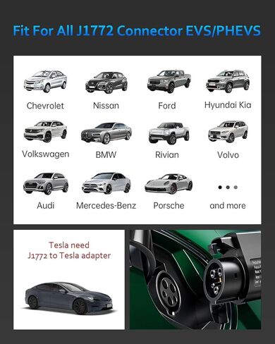 شاحن محمول من المستوى 1&2 - معتمد من ETL، 12/16 أمبير 110 فولت - 240 فولت مع كابل تمديد 25 قدم، قابس NEMA 6-20 ومحول NEMA 5-15، محطات شحن السيارات الكهربائية المحمولة لجميع سيارات SAE J1772 in Kuwait