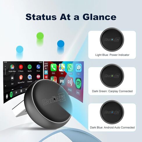 Carlinkit Mini Ultra Wireless CarPlay & Android Auto Converter، تحويل سلكي من المصنع إلى لاسلكي، اتصال سريع USB-A/USB-C لأجهزة iPhone وAndroid 11+، توصيل وتشغيل دونجل تشغيل السيارة، ترقية OTA in Saudi Arabia