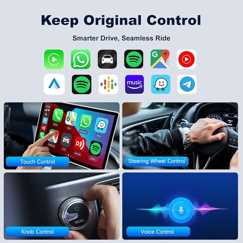 Carlinkit Mini Ultra Wireless CarPlay & Android Auto Converter، تحويل سلكي من المصنع إلى لاسلكي، اتصال سريع USB-A/USB-C لأجهزة iPhone وAndroid 11+، توصيل وتشغيل دونجل تشغيل السيارة، ترقية OTA in Saudi Arabia
