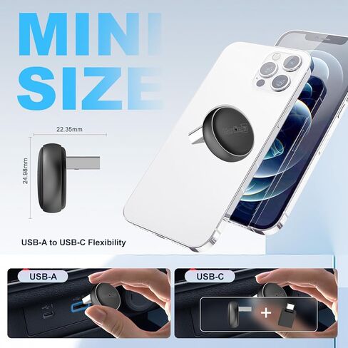 Carlinkit Mini Ultra Wireless CarPlay & Android Auto Converter، تحويل سلكي من المصنع إلى لاسلكي، اتصال سريع USB-A/USB-C لأجهزة iPhone وAndroid 11+، توصيل وتشغيل دونجل تشغيل السيارة، ترقية OTA in Saudi Arabia